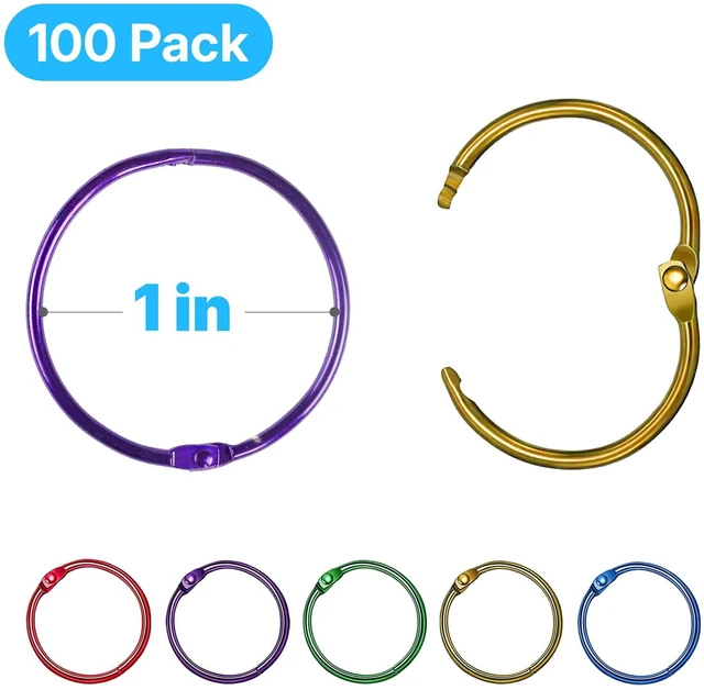 Alt view image 2 of 7 - 100 Pcs Binder Rings, 1 Inch, Assorted Colors Office Book Rings, Ideal for Crafts, Documents, Photos, and Scrapbooking