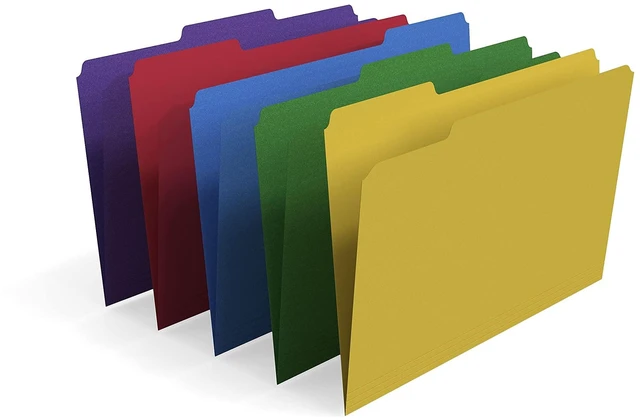 Main image of File Folders, Legal, 1/3-Cut Tabs, Assorted Colors, 200/Ctn Heavy-duty paper stock for everyday legal-size document organization