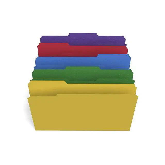 Alt view image 3 of 5 - File Folders, Legal, 1/3-Cut Tabs, Assorted Colors, 200/Ctn Heavy-duty paper stock for everyday legal-size document organization