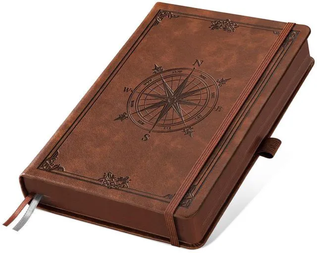 Main image of Thick Lined Notebook, 320 Numbered Pages, A5 (5.75'' X 8.38'') College Ruled Journal, Vintage Leather Hardcover, 100gsm Paper, for Men Women Work Office School (Brown)