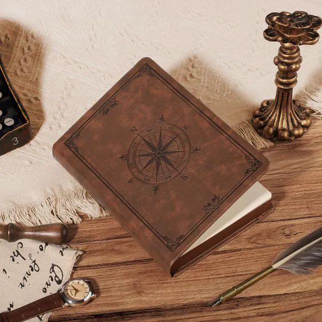 Alt view image 3 of 7 - Thick Lined Notebook, 320 Numbered Pages, A5 (5.75'' X 8.38'') College Ruled Journal, Vintage Leather Hardcover, 100gsm Paper, for Men Women Work Office School (Brown)