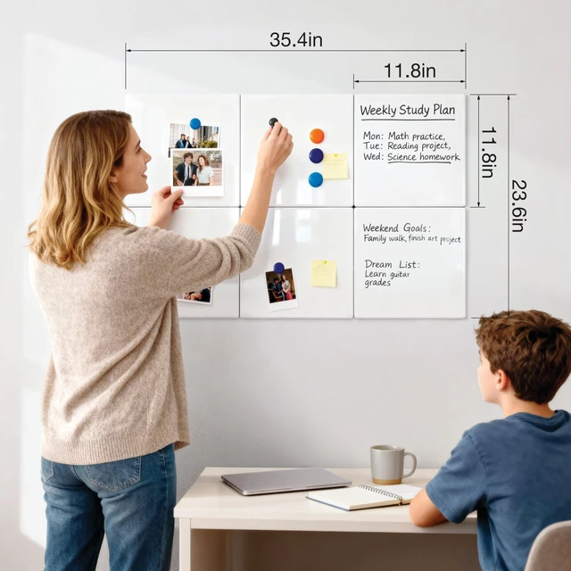 Alt view image 2 of 7 - Magnetic Whiteboard, 6 Pack Magnetic Whiteboard for wall, White 11.8 x 11.8 Inches Dry Erase Board for Kids, Students, White Board Dry Erase Set for Fridge, Office and Home