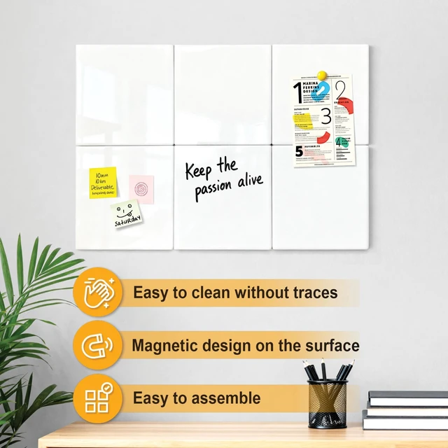 Alt view image 3 of 7 - Magnetic Whiteboard, 6 Pack Magnetic Whiteboard for wall, White 11.8 x 11.8 Inches Dry Erase Board for Kids, Students, White Board Dry Erase Set for Fridge, Office and Home