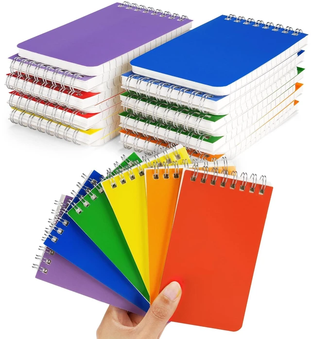Main image of 24 Packs 3x5 Inch Pocket Spiral Memo Pads Lined Top Bound Mini Notebooks Bulk, 6 Assorted Colors, 60 Sheets/120 Pages 80GSM for Office School Note Taking