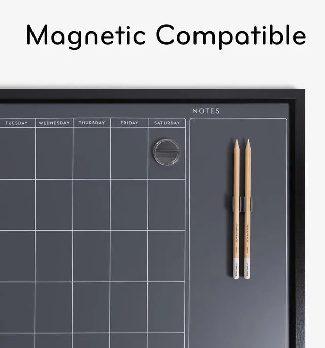 Alt view image 4 of 6 - Magnetic Chalk Calendar Board, 16" x 20", Black Wood Style Frame, Premium Surface, Includes Chalk Pencils, Magnet