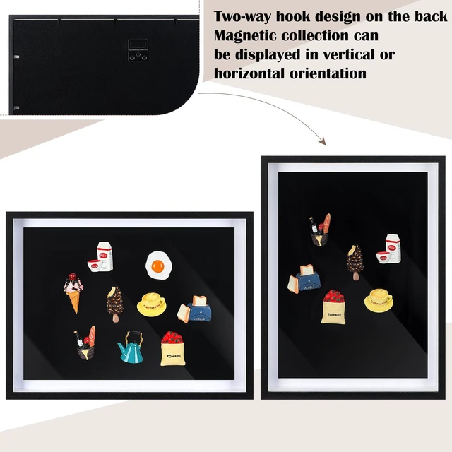 Alt view image 7 of 7 - 2Pcs Large Magnet Display Board 16x12 Magnetic Board,Black Souvenir Magnet Display Case, Magnet Frames for Wall, Removable Dust Proof Cover Framed Magnetic Board for Table Fridge