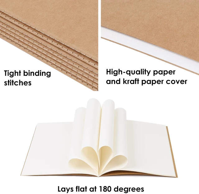 Alt view image 3 of 7 - 50 Pack Blank Kraft Notebooks A5 Journals Sketchbook Bulk Drawing Pad Book Bulk for Kids Junk Journal, A5, 60 Pages, 8.3 x 5.5 Inches
