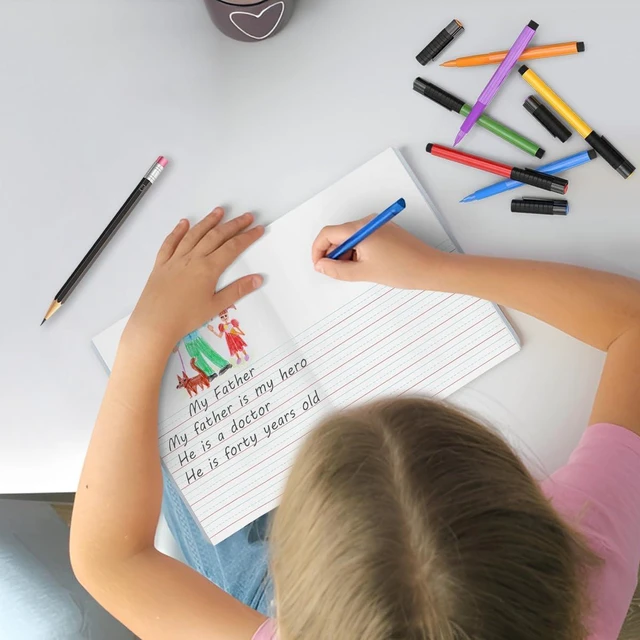 Alt view image 7 of 7 - Primary Composition Notebook K-2, 48 PK Primary Journal 200 Pages Feature: No Bleed Pages, Ideal for: Students Grades K-2, Teachers, Binding: Sewn Composition Binding, Cover: Marble