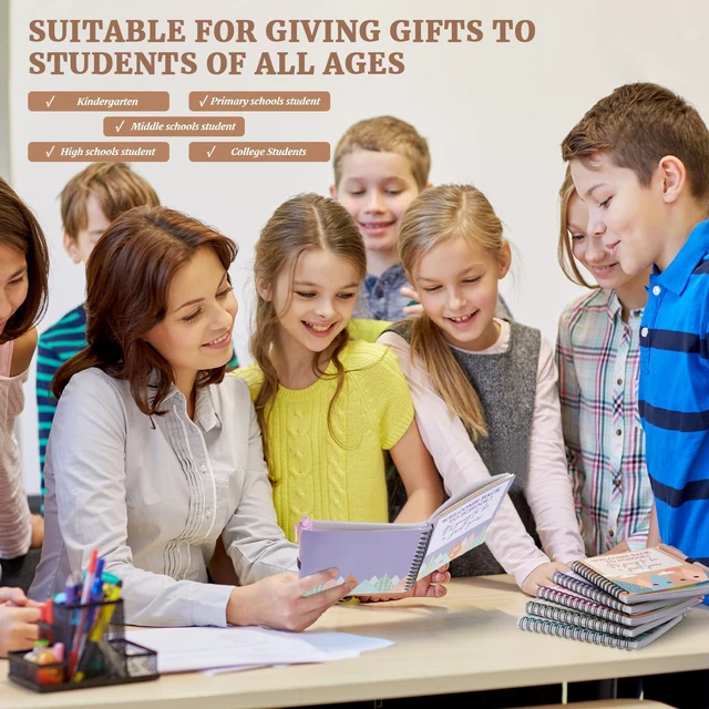 Alt view image 4 of 7 - 40 Pcs Welcome Back to School Gifts Bulk Spiral Notebooks with Sticky Notes Motivational Pens Included, Notepads for Teacher Student, First Day of School Party Favors, Fresh Design, Classroom Supplies
