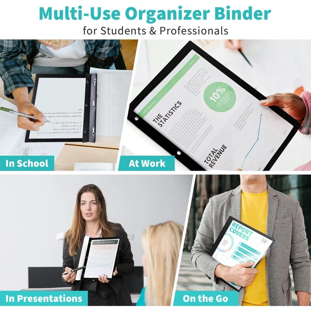 Alt view image 6 of 7 - Heavy-Duty Report Covers with 3 Prongs, 100-Sheet Capacity, Black, 30 Pack Plastic Report Folders with Back Covers, 3-Prong Metal Fasteners, 8.5 x 11 Inch Letter Size, for Professional Presentations