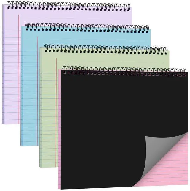 Main image of 4 Landscape Legal Pad 11 x 9.5 College Ruled Top Spiral Horizontal Notebook 4 Multicolor Pads, 50 Sheets Each, Hole Punched Pages, Color Coded Choices for Classes, Projects, Meetings and Subject Notes