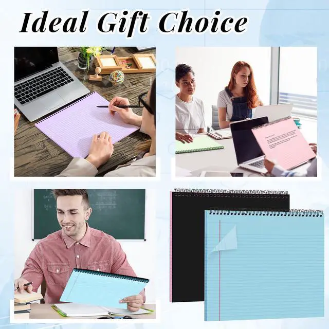 Alt view image 3 of 6 - 4 Landscape Legal Pad 11 x 9.5 College Ruled Top Spiral Horizontal Notebook 4 Multicolor Pads, 50 Sheets Each, Hole Punched Pages, Color Coded Choices for Classes, Projects, Meetings and Subject Notes
