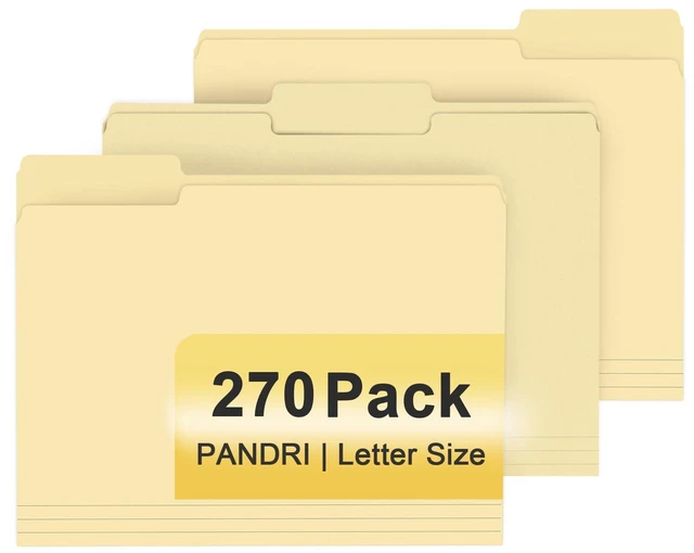 Main image of Colored File Folders, 270 Pack 1/3 Cut Tab File Folder, Manila Colored Manila Folder With Tabs for Filing and Organization, Letter Size, 1/3 Cut Tab, Sturdy with Tabs for Office Classroom