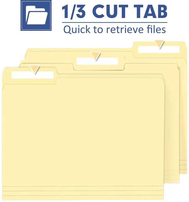 Alt view image 4 of 7 - Colored File Folders, 220 Pack 1/3 Cut Tab File Folder, Manila Colored Manila Folder With Tabs for Filing and Organization, Letter Size, 1/3 Cut Tab, Sturdy with Tabs for Office Classroom