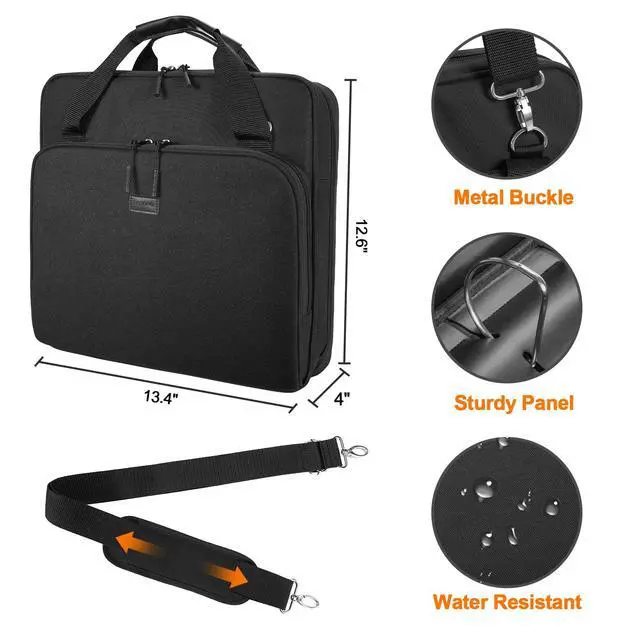 Alt view image 3 of 7 - 3 Inch 3 Ring Zipper Binder D-Ring with Strap & Multi-Pockets Binder with Strap 700 Sheet Capacity for School and Office Binder Organizer, Compatible with 13-Inch MacBook/Table, Black