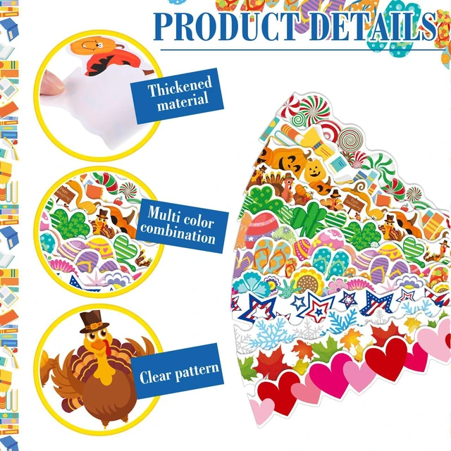 Alt view image 3 of 7 - 240 Pcs 236ft Holiday Bulletin Board Borders Colorful Seasonal Scalloped Border Trim Bulk Bulletin Decor for Classroom Back to School Decor (Monthly)