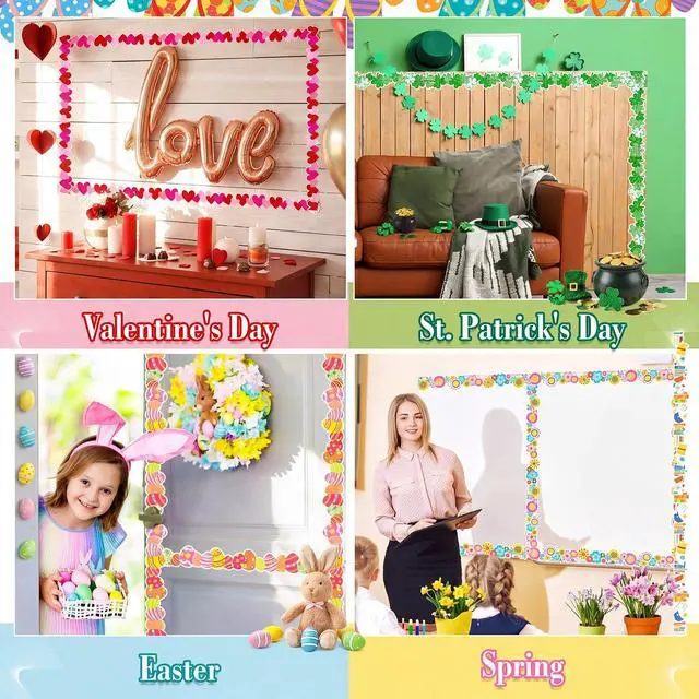 Alt view image 5 of 7 - 240 Pcs 236ft Holiday Bulletin Board Borders Colorful Seasonal Scalloped Border Trim Bulk Bulletin Decor for Classroom Back to School Decor (Monthly)