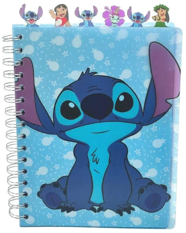 Main image of Disney Lilo and Stitch Tab Journal Notebook, Spiral Bound, 144 Lined Pages, 8 x 7 inches, Blue