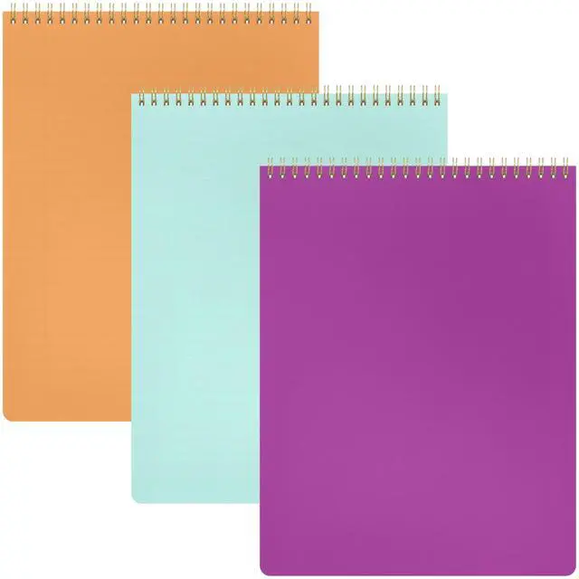 Main image of Top Bound Spiral Notebook, 3 Pack, Lined Notepad, (Raspberry/Marigold/Mint), 70 Sheets (140 Pages) Per Notebook, Wide/Legal Ruled, 8.5 inches x 11 inches