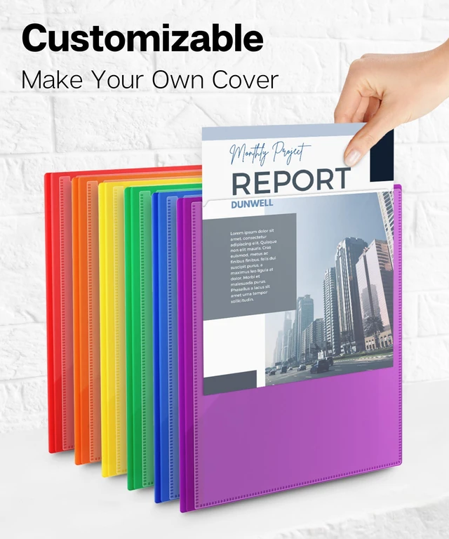 Alt view image 3 of 7 - 2-Pocket 3-Prong Folders, Clear Front Pocket, 6 Pack, Poly 6 Vibrant Colors, Durable Acid-Free Poly Plastic, Binder Folders with Brads, Includes Labels