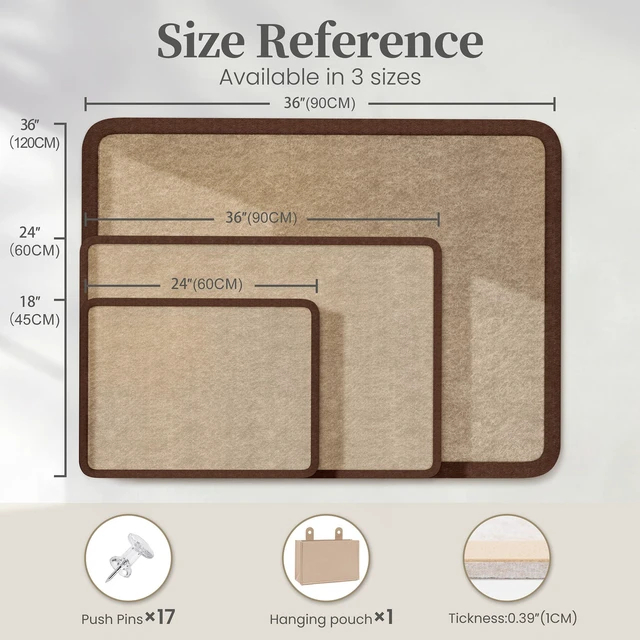 Alt view image 2 of 7 - Bulletin Board Decorative Felt Foldable Vision Photo Pin Boards 48 x 36 inches Brown Cork Board Alternative for Walls, Office, Home, Classroom,with Pushpins Small Storage Bag
