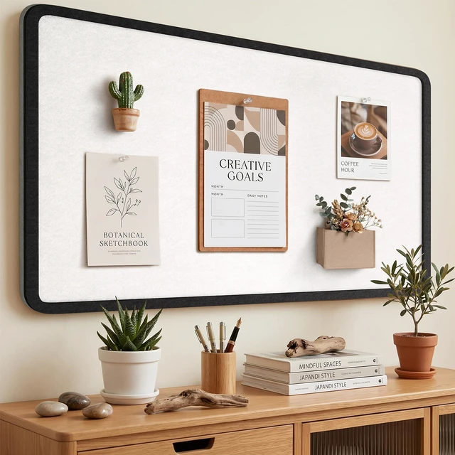 Main image of Bulletin Board Decorative Felt Foldable Vision Photo Pin Boards 48 x 36 inches Black Cork Board Alternative for Walls, Office, Home, Classroom,with Pushpins Small Storage Bag
