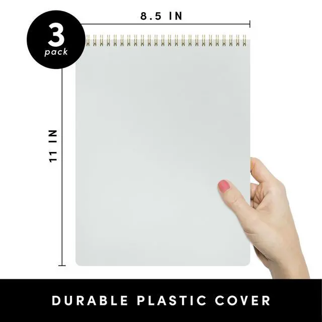 Alt view image 2 of 7 - Top Bound Spiral Notebook, 3 Pack, Lined Notepad, (Raspberry/Marigold/Mint), 70 Sheets (140 Pages) Per Notebook, Wide/Legal Ruled, 8.5 inches x 11 inches