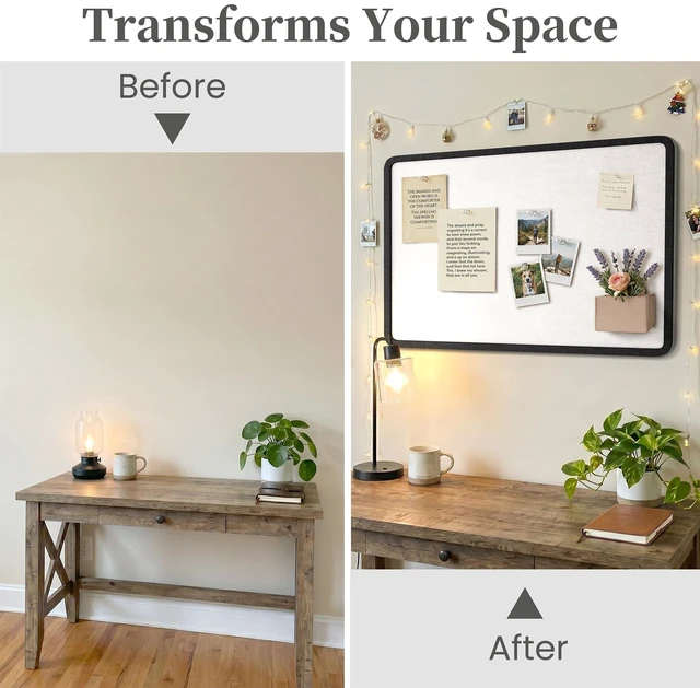Alt view image 4 of 7 - Bulletin Board Decorative Felt Foldable Vision Photo Pin Boards 48 x 36 inches Black Cork Board Alternative for Walls, Office, Home, Classroom,with Pushpins Small Storage Bag