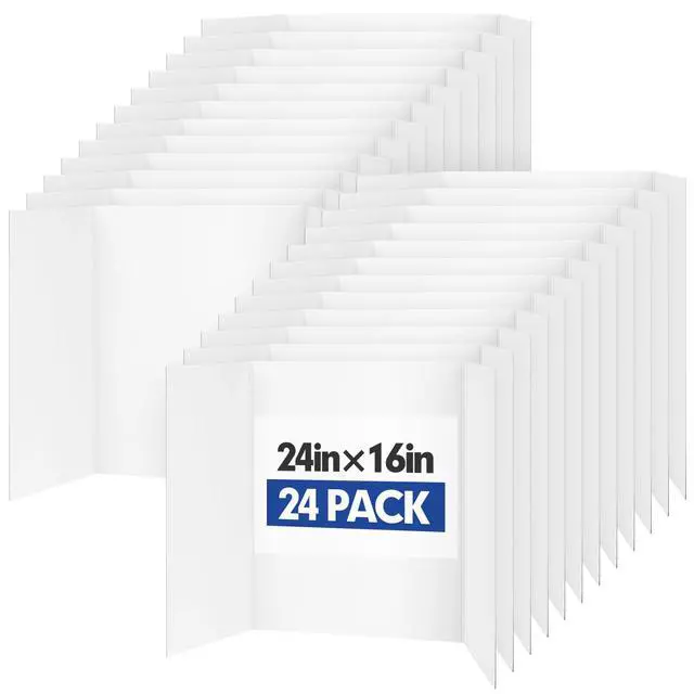 Main image of Trifold Poster Board,24 Pack 24" x 16" White Corrugated Poster Boards Display Board,Perfect for School Projects, Science Fairs, Event Displays, and Business Presentations