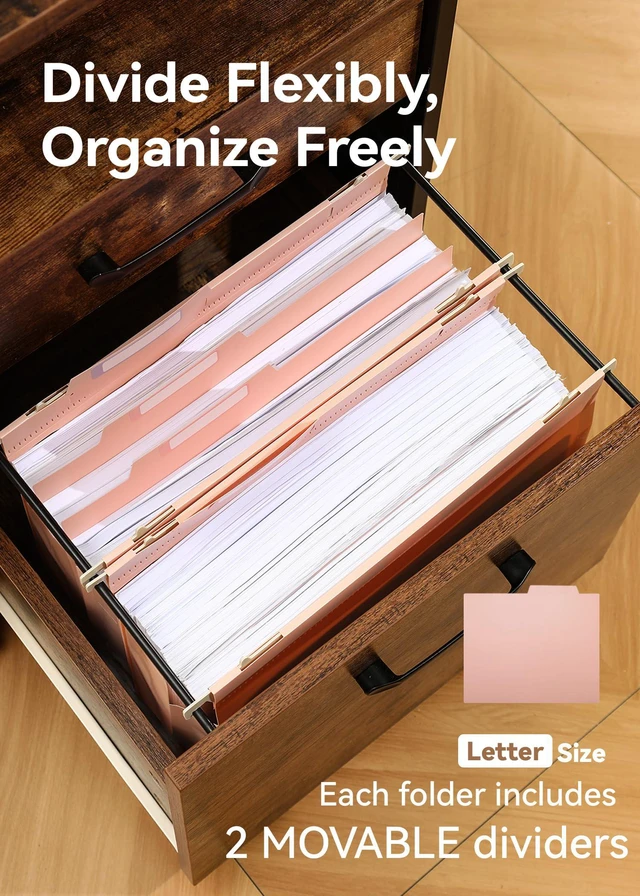 Alt view image 4 of 6 - Plastic Hanging File Folders, 4" Expansion for Bulky Files, Pink Letter Size, 6-Pack for Filing Cabinets, Sturdy and Tear-Resistant, Side-Sealed Pockets, Movable Dividers, Insertable Tabs