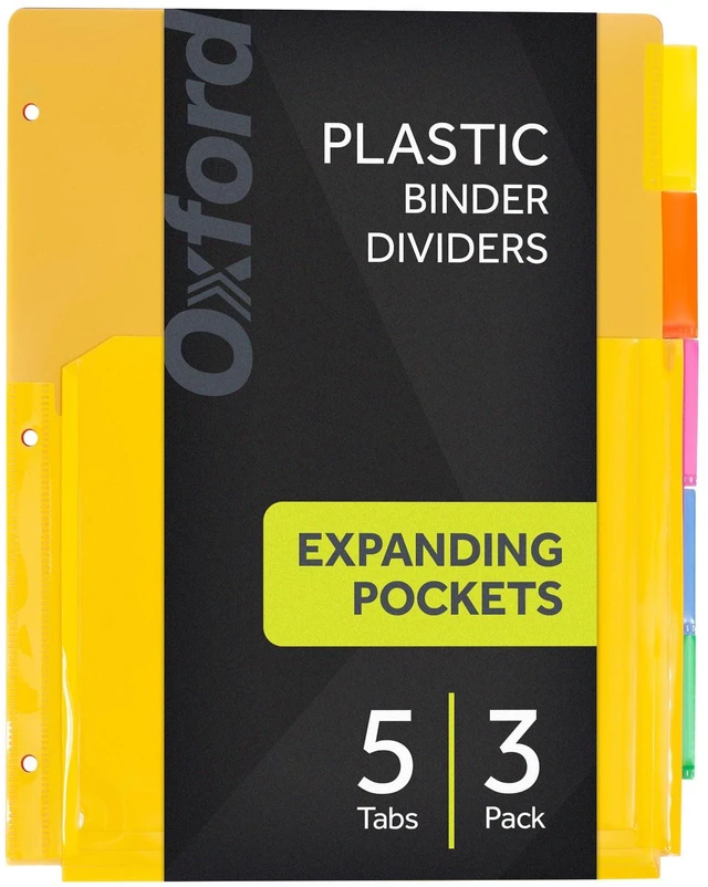 Main image of Binder Dividers with Pockets, 3 Pack, 8 Multicolor Tabs with Inserts, Pockets Expand 1/4", Flexible Lightweight Plastic Dividers for 3 Ring Binders