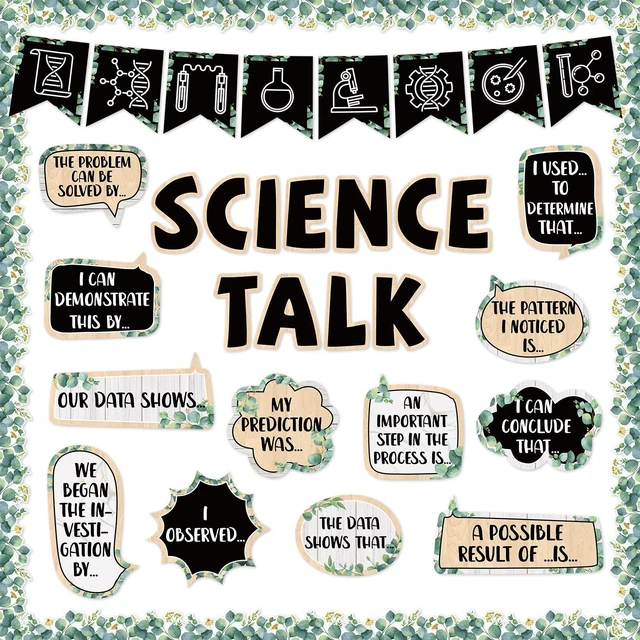 Main image of Eucalyptus Science Bulletin Board Set Classroom Decorations Science Talk Bulletin Board Decorations Educational Paper Cutouts for Elementary Middle School Wall Decor Back to School Teacher Supplies