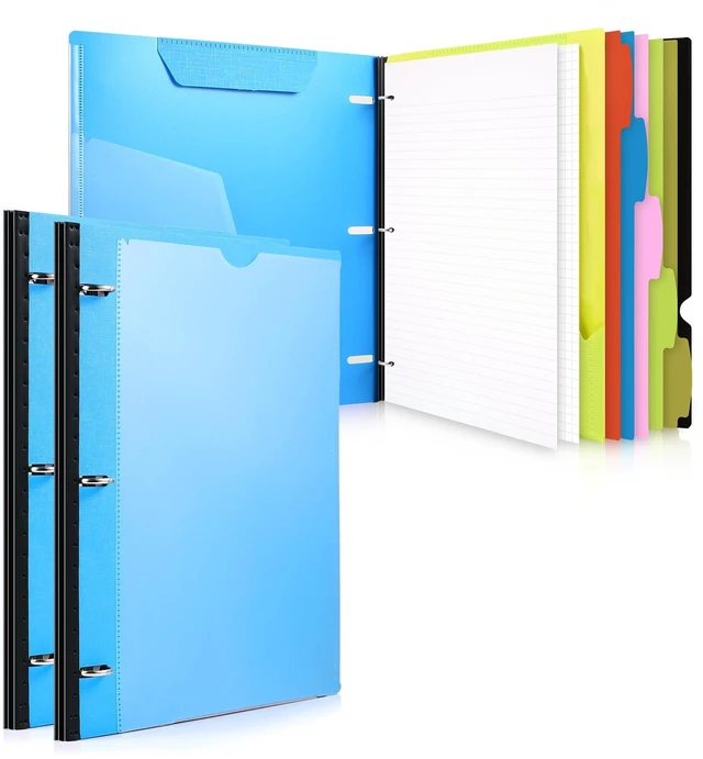 Main image of 2-Pack Telescoping 3 Ring Binder Notebooks, Blue Includes Front Cover / Tabbed Catalog Pocket / 5 Tab Dividers / 1 Pocket Folder / 60 Sheets of Paper