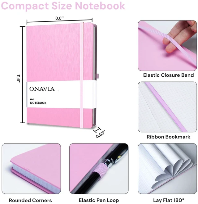 Alt view image 2 of 7 - A4 Hardcover Notebook, Lined Work Journal, 160 Pages 80 Sheets, 8.3 x 11.6 in, Lay Flat, College Ruled, A4 Hardcover Journal, Lined Notebook for Work, School, Note Taking