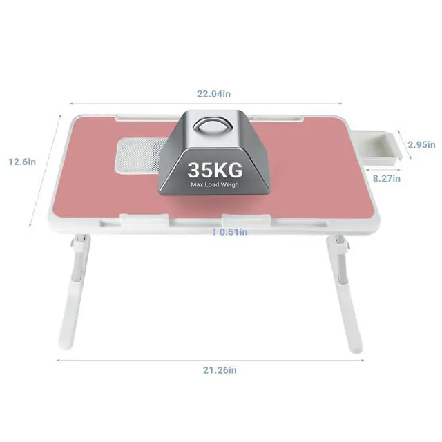 Alt view image 2 of 7 - Adjustable Laptop Lap Desk with Cooling Fan USB Light for Adults 56x32cm,Pink