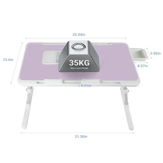 Alt view image 2 of 7 - Adjustable Laptop Lap Desk with Cooling Fan USB Light for Adults 56x32cm,Purple