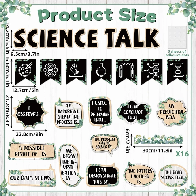 Alt view image 2 of 7 - Eucalyptus Science Bulletin Board Set Classroom Decorations Science Talk Bulletin Board Decorations Educational Paper Cutouts for Elementary Middle School Wall Decor Back to School Teacher Supplies