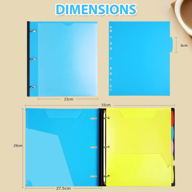 Alt view image 7 of 7 - 2-Pack Telescoping 3 Ring Binder Notebooks, Blue Includes Front Cover / Tabbed Catalog Pocket / 5 Tab Dividers / 1 Pocket Folder / 60 Sheets of Paper