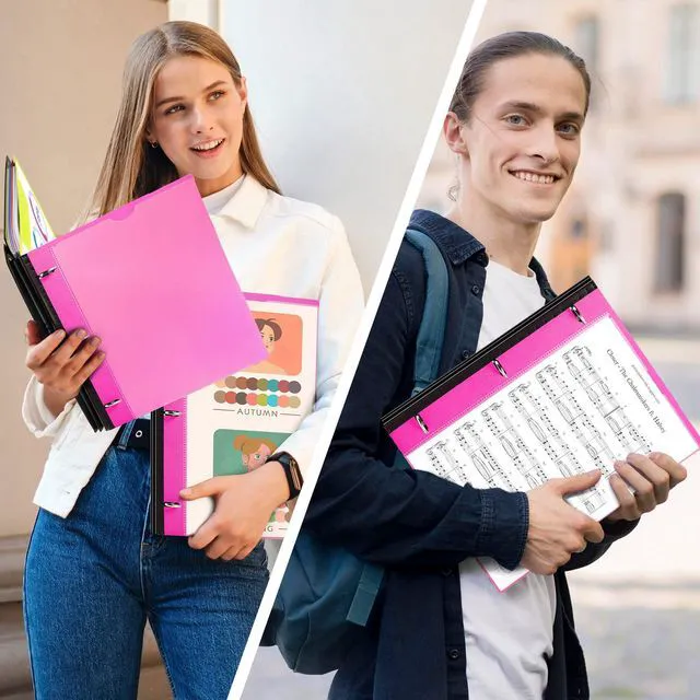 Alt view image 6 of 7 - 2-Pack Telescoping 3 Ring Binder Notebooks, Pink Includes Front Cover / Tabbed Catalog Pocket / 5 Tab Dividers / 1 Pocket Folder / 60 Sheets of Paper