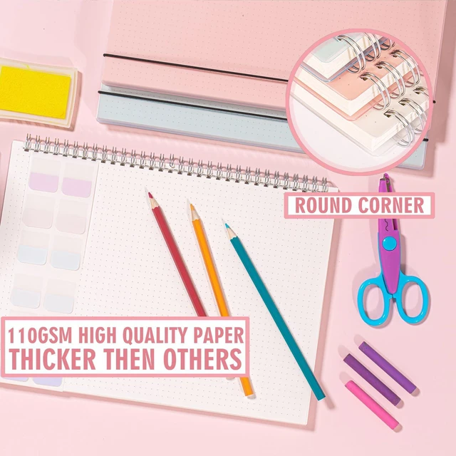Alt view image 2 of 7 - 3 Pack Dotted Spiral Notebook, Hardcover Notebooks for Work A4 Dot 5.9 x 8.3 IN Notebooks College Ruled for Note Taking, School and Journal with 80 Sheets/160 Pages 110 GSM Thick Papers