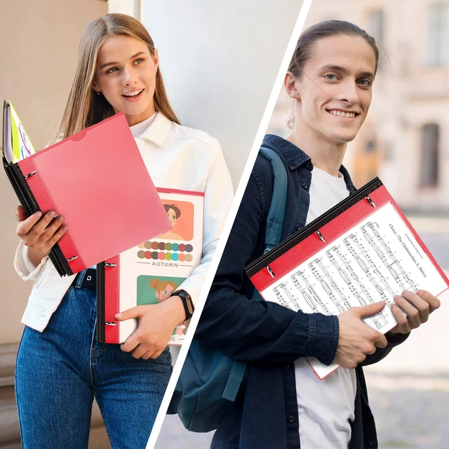 Alt view image 6 of 7 - 2-Pack Telescoping 3 Ring Binder Notebooks, Red Includes Front Cover / Tabbed Catalog Pocket / 5 Tab Dividers / 1 Pocket Folder / 60 Sheets of Paper