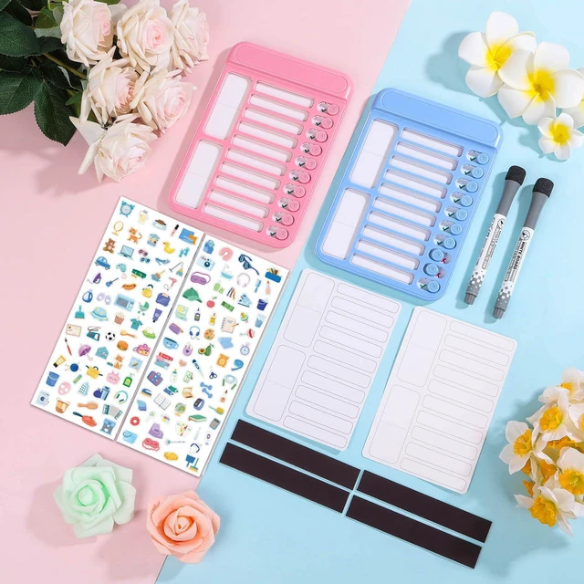 Alt view image 7 of 7 - 2Pcs Dry Erase Chore Chart for Kids, Magnetic Checklist Board, My Chores Slider Chart to Do List Board, Routine Chart Schedule Board Task Tracker for Home Refrigerator, Wall, Desk (Blue & Pink)