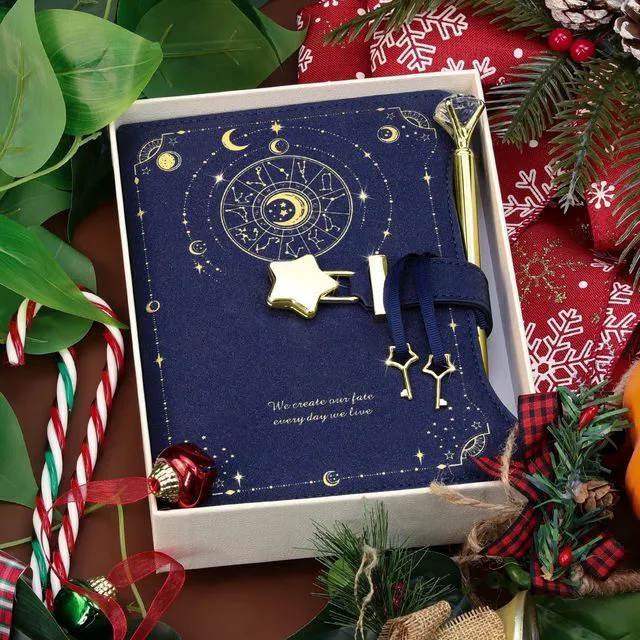Alt view image 2 of 7 - Diary with Lock and Keys for Girls Gift Ideas, 360 Pages Journal Elegant Gift Box for Teen Girls, B6 Kraft Pages Refillable Notebook with Pen and Bookmark for Writing, Astro Blue