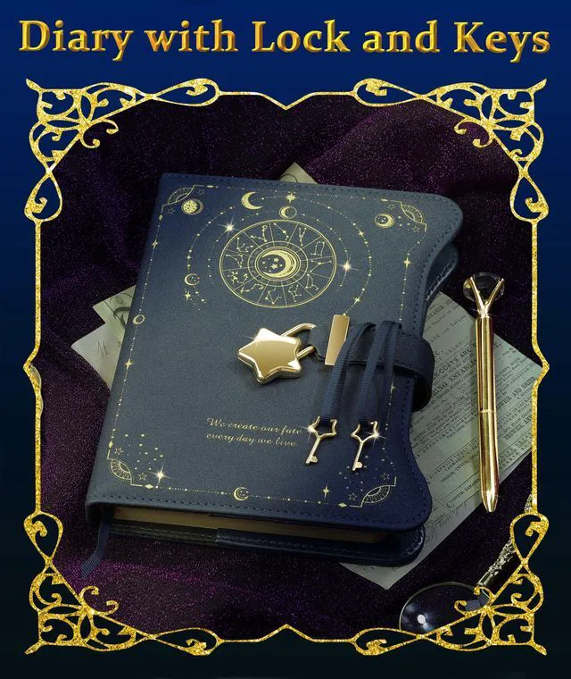 Alt view image 7 of 7 - Diary with Lock and Keys for Girls Gift Ideas, 360 Pages Journal Elegant Gift Box for Teen Girls, B6 Kraft Pages Refillable Notebook with Pen and Bookmark for Writing, Astro Blue