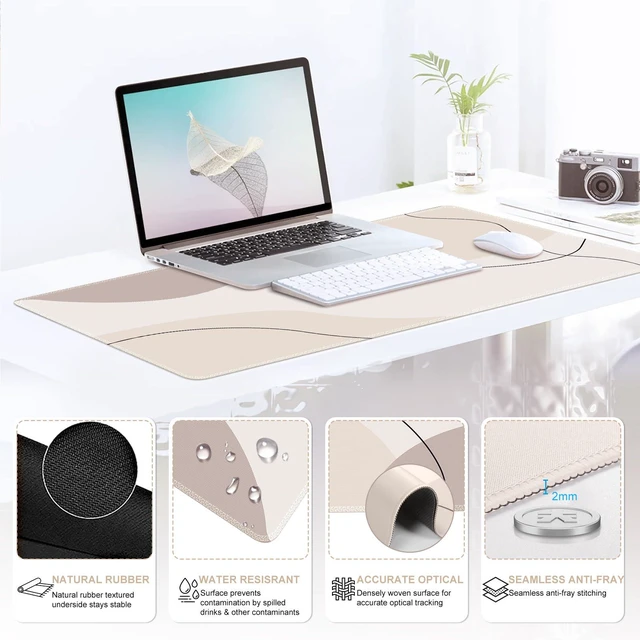 Alt view image 4 of 7 - Brown Art Mouse Mat 35.4"x15.7", Computer Mat for Workspace Whimsical Keyboard Wrist Rest Ergonomic Desk Pad for Computer, Mousepad Set for Teacher Women Office Workspace Area