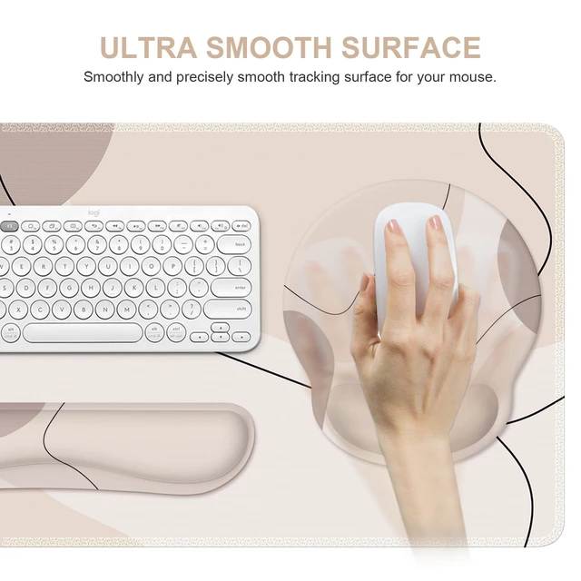 Alt view image 6 of 7 - Brown Art Mouse Mat 35.4"x15.7", Computer Mat for Workspace Whimsical Keyboard Wrist Rest Ergonomic Desk Pad for Computer, Mousepad Set for Teacher Women Office Workspace Area