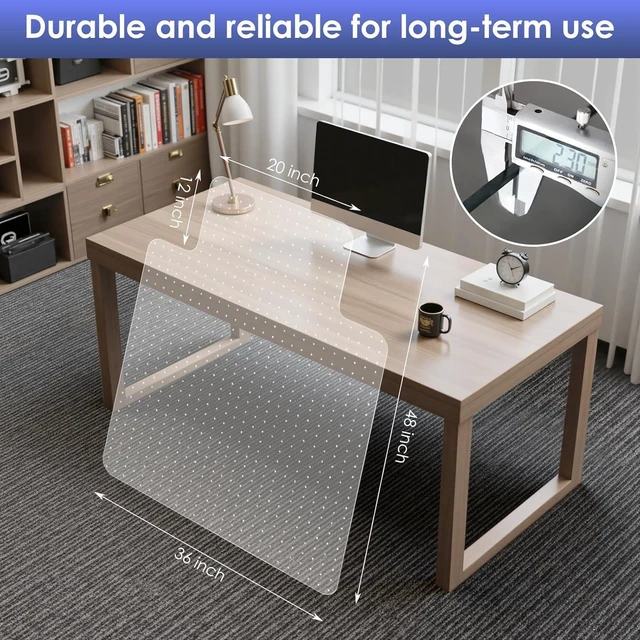 Alt view image 7 of 7 - Office Chair Mat for Carpet, Clear Heavy Duty Computer Chair Mat 36''x48"with Lip, Under Desk Protector Carpeted Floors Mat, Easy Chair Movement,Ship Flat