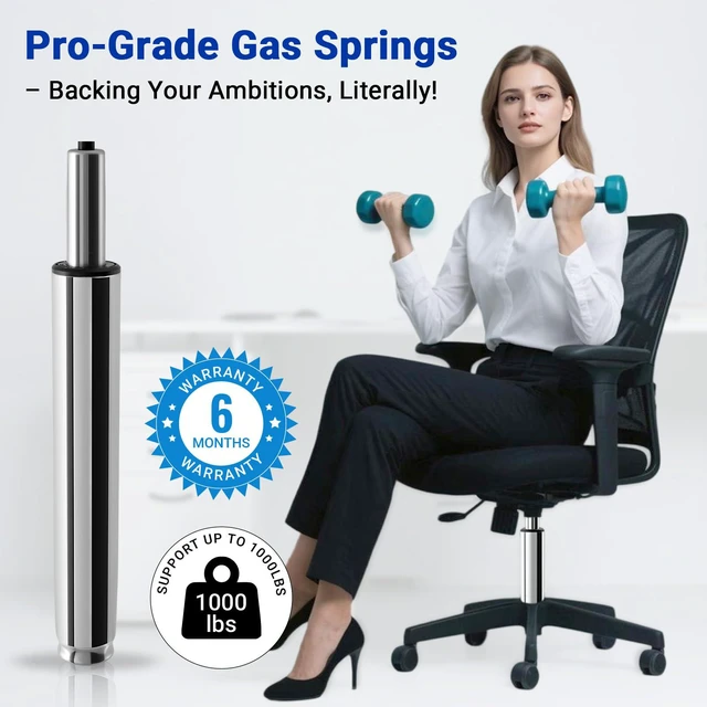 Alt view image 5 of 7 - Office Chair Cylinder Replacement (Polished Steel, 8 Height Range) Heavy Duty 1000lbs Class 4 Hydraulic Lift, Universal Pneumatic Piston Fit for Sinking Desk/Gaming Chairs