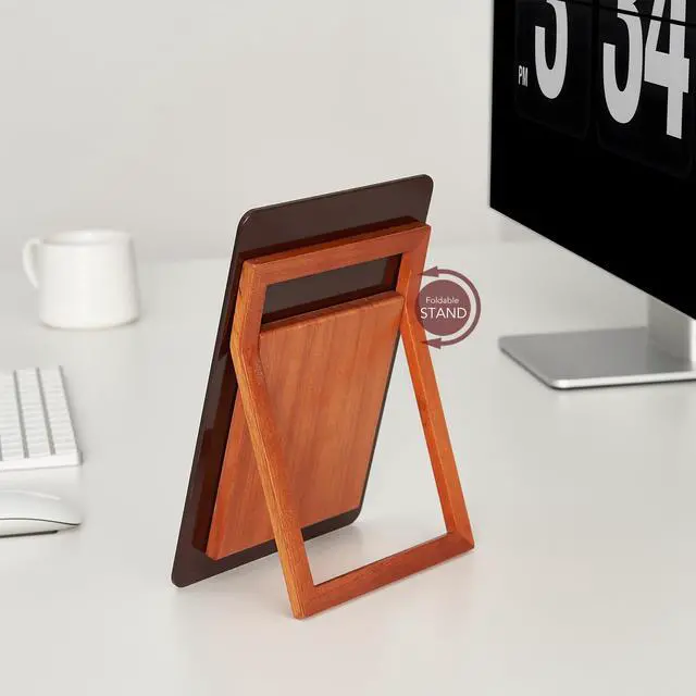 Alt view image 4 of 7 - Desk Glass Dry Erase Board with Reversible Wood Stand 9.5"x6.7" Solid Beech Wood & Tempered Glass, Desktop Dry Erase Board, Small White Board, For Home & Office