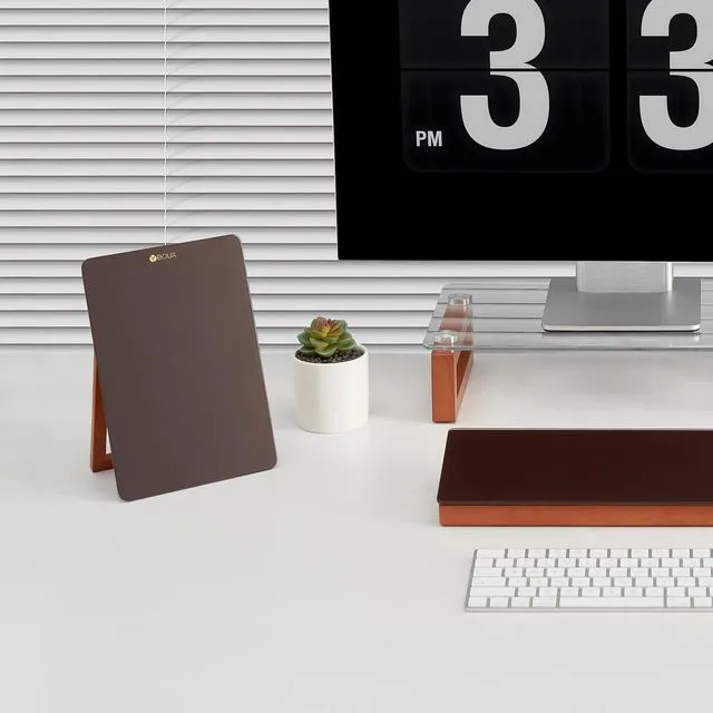 Alt view image 7 of 7 - Desk Glass Dry Erase Board with Reversible Wood Stand 9.5"x6.7" Solid Beech Wood & Tempered Glass, Desktop Dry Erase Board, Small White Board, For Home & Office